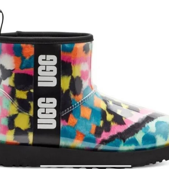 UGG. Clear multicoloured fur rain boot size 9 - Picture 5 of 8